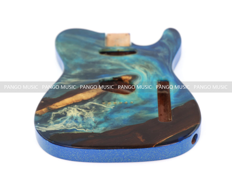 One-of-a-Kind Burl Wood Veneer Epoxy Resin Tele Style Electric Guitar Body (BE-013)