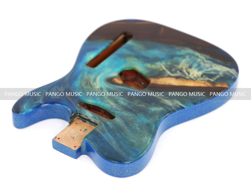 One-of-a-Kind Burl Wood Veneer Epoxy Resin Tele Style Electric Guitar Body (BE-013)