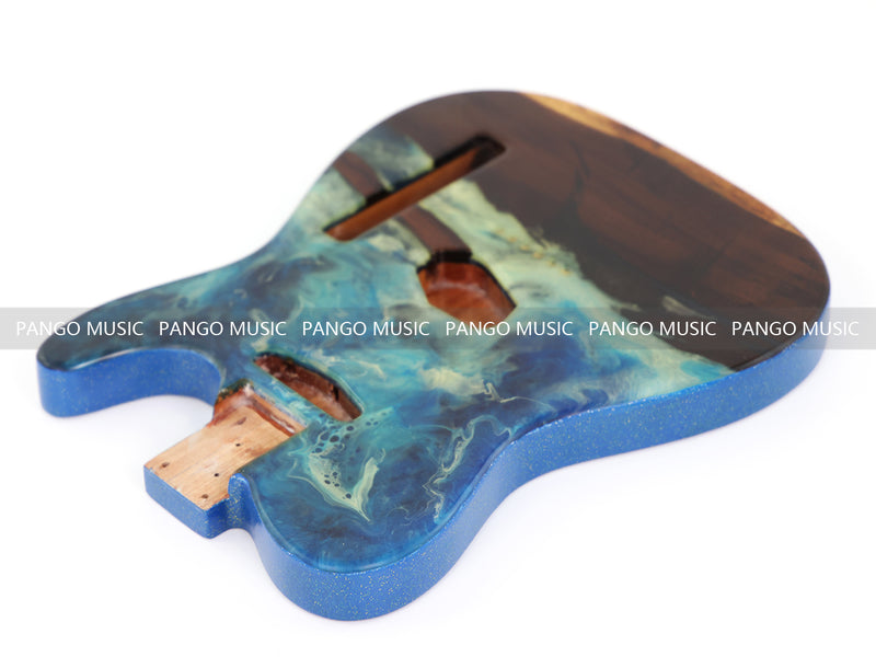 One-of-a-Kind Burl Wood Veneer Epoxy Resin Tele Style Electric Guitar Body (BE-014)