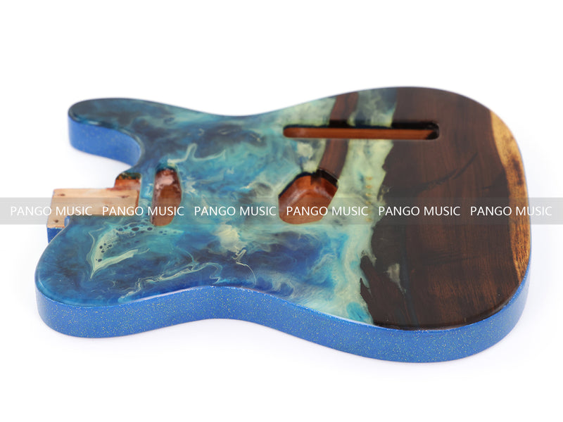 One-of-a-Kind Burl Wood Veneer Epoxy Resin Tele Style Electric Guitar Body (BE-014)