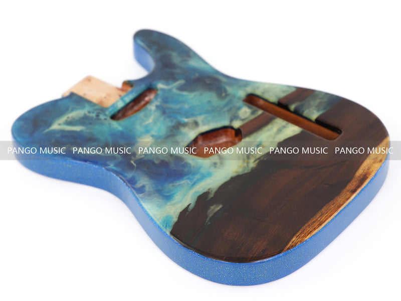 One-of-a-Kind Burl Wood Veneer Epoxy Resin Tele Style Electric Guitar Body (BE-014)