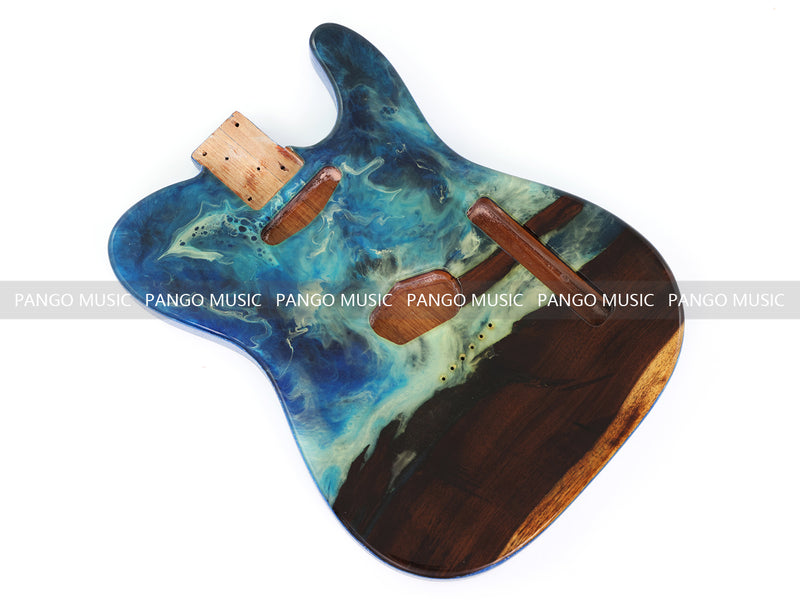 One-of-a-Kind Burl Wood Veneer Epoxy Resin Tele Style Electric Guitar Body (BE-014)
