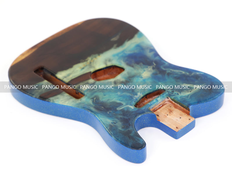One-of-a-Kind Burl Wood Veneer Epoxy Resin Tele Style Electric Guitar Body (BE-014)