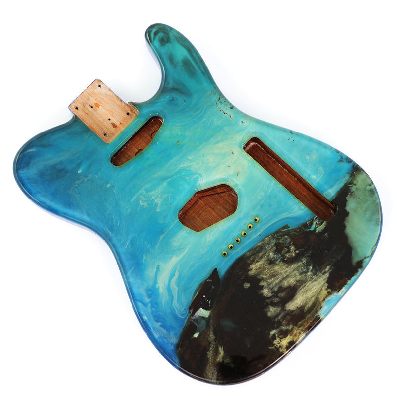 One-of-a-Kind Burl Wood Veneer Epoxy Resin Tele Style Electric Guitar Body (BE-016)