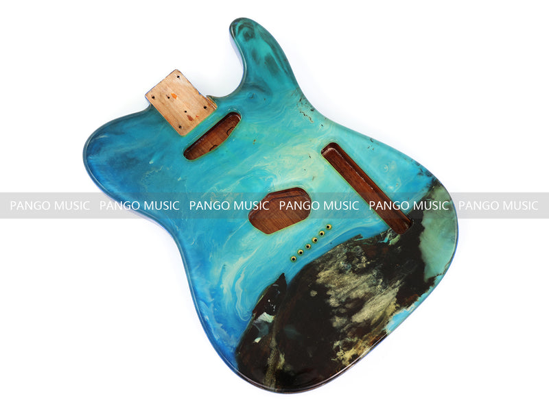 One-of-a-Kind Burl Wood Veneer Epoxy Resin Tele Style Electric Guitar Body (BE-016)