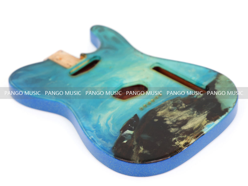One-of-a-Kind Burl Wood Veneer Epoxy Resin Tele Style Electric Guitar Body (BE-016)