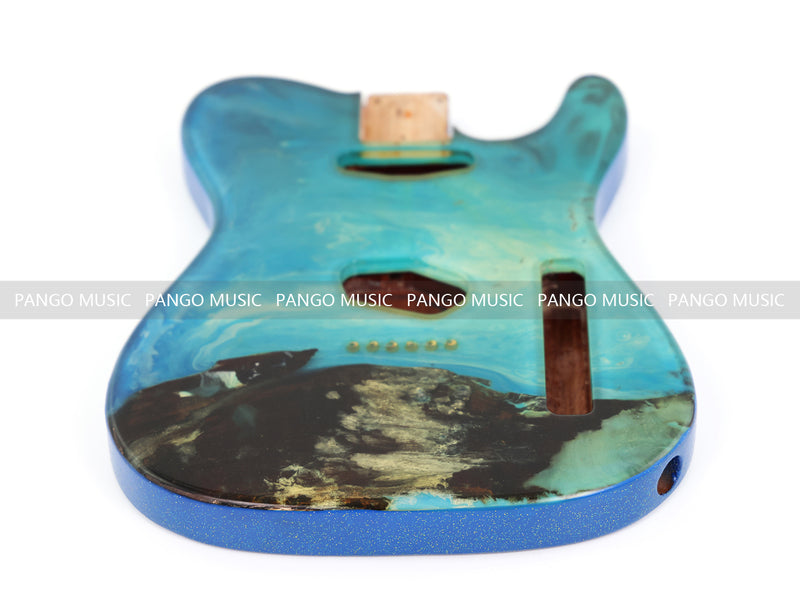 One-of-a-Kind Burl Wood Veneer Epoxy Resin Tele Style Electric Guitar Body (BE-016)
