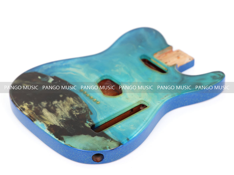 One-of-a-Kind Burl Wood Veneer Epoxy Resin Tele Style Electric Guitar Body (BE-016)