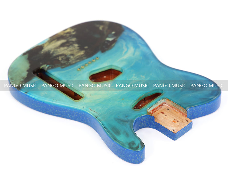 One-of-a-Kind Burl Wood Veneer Epoxy Resin Tele Style Electric Guitar Body (BE-016)