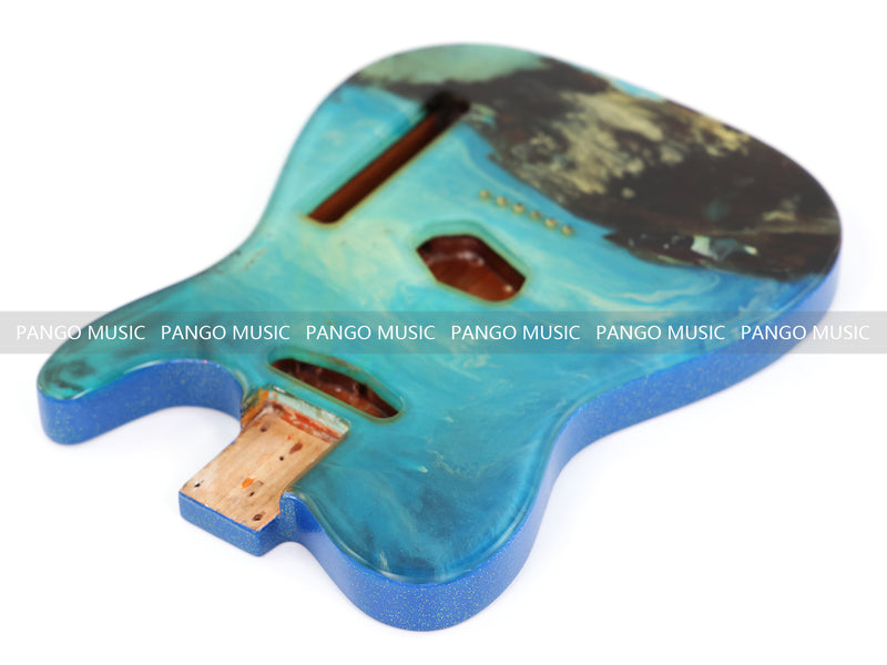 One-of-a-Kind Burl Wood Veneer Epoxy Resin Tele Style Electric Guitar Body (BE-016)