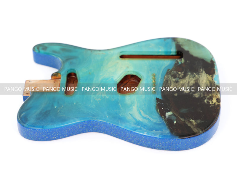 One-of-a-Kind Burl Wood Veneer Epoxy Resin Tele Style Electric Guitar Body (BE-016)