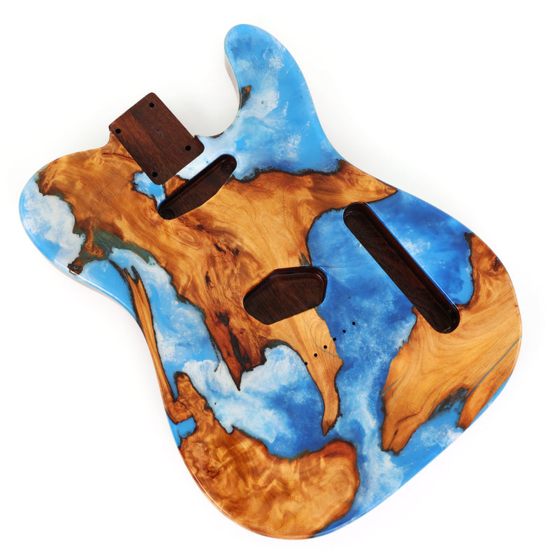 One-of-a-Kind Burl Wood Veneer Epoxy Resin Tele Style Electric Guitar Body (BE-017)
