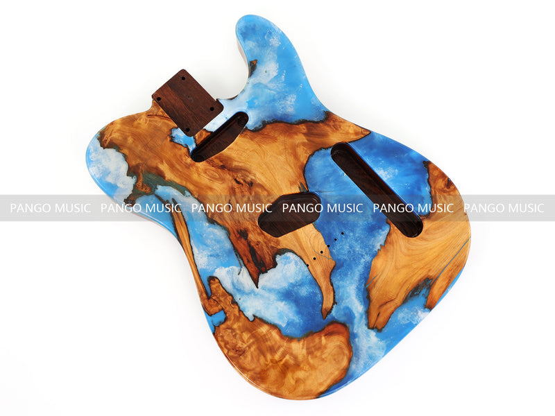 One-of-a-Kind Burl Wood Veneer Epoxy Resin Tele Style Electric Guitar Body (BE-017)