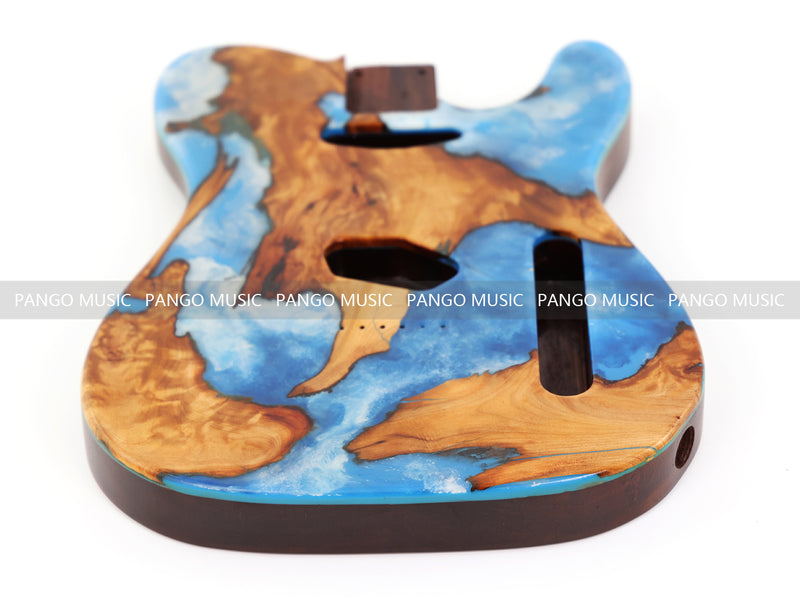 One-of-a-Kind Burl Wood Veneer Epoxy Resin Tele Style Electric Guitar Body (BE-017)