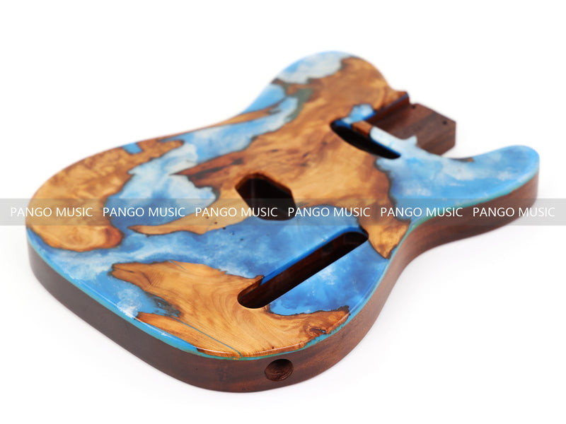 One-of-a-Kind Burl Wood Veneer Epoxy Resin Tele Style Electric Guitar Body (BE-017)