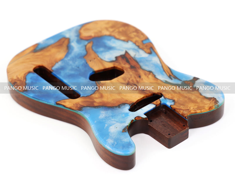 One-of-a-Kind Burl Wood Veneer Epoxy Resin Tele Style Electric Guitar Body (BE-017)