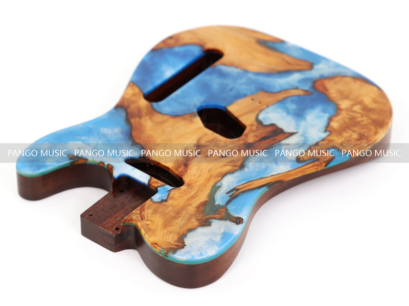 One-of-a-Kind Burl Wood Veneer Epoxy Resin Tele Style Electric Guitar Body (BE-017)