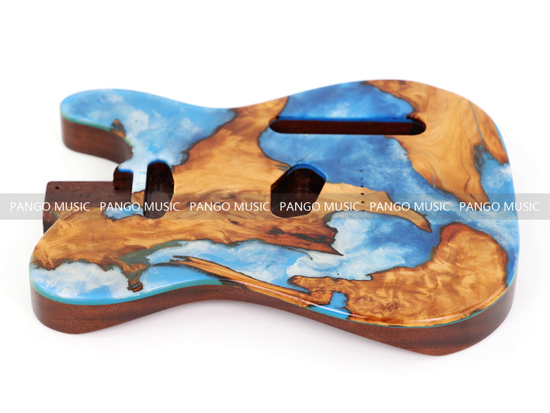 One-of-a-Kind Burl Wood Veneer Epoxy Resin Tele Style Electric Guitar Body (BE-017)