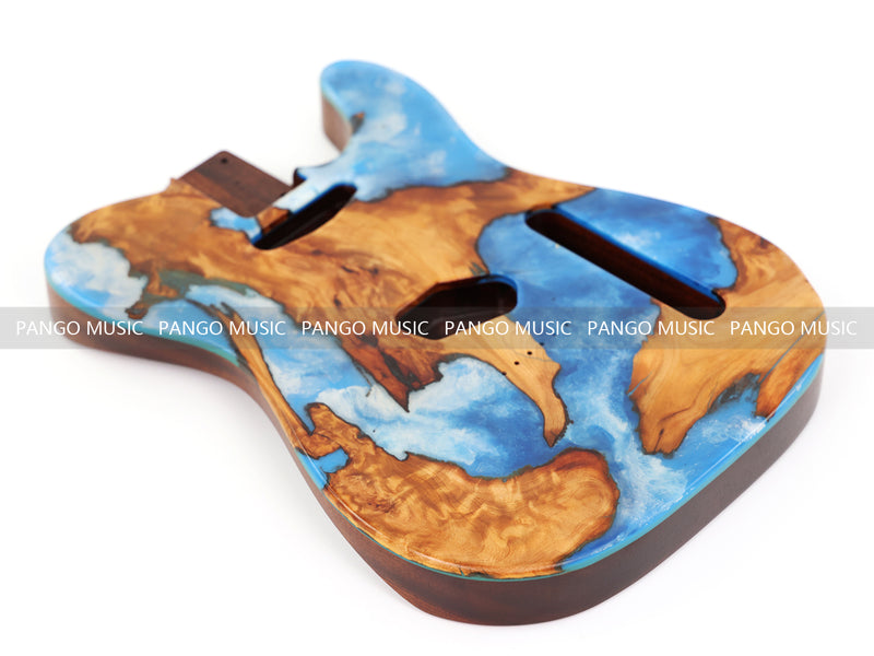 One-of-a-Kind Burl Wood Veneer Epoxy Resin Tele Style Electric Guitar Body (BE-017)