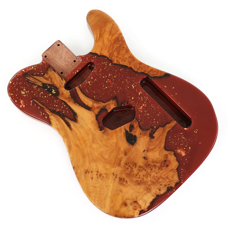 One-of-a-Kind Burl Wood Veneer Epoxy Resin Tele Style Electric Guitar Body (BE-018)