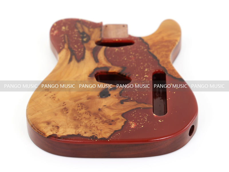 One-of-a-Kind Burl Wood Veneer Epoxy Resin Tele Style Electric Guitar Body (BE-018)