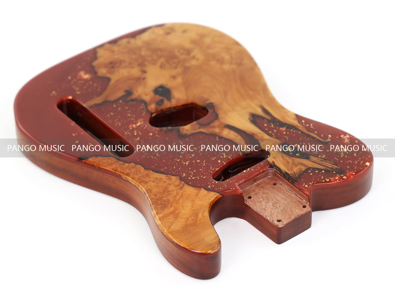 One-of-a-Kind Burl Wood Veneer Epoxy Resin Tele Style Electric Guitar Body (BE-018)