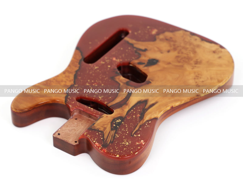 One-of-a-Kind Burl Wood Veneer Epoxy Resin Tele Style Electric Guitar Body (BE-018)