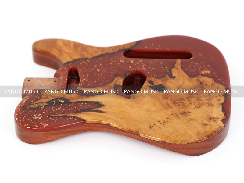 One-of-a-Kind Burl Wood Veneer Epoxy Resin Tele Style Electric Guitar Body (BE-018)