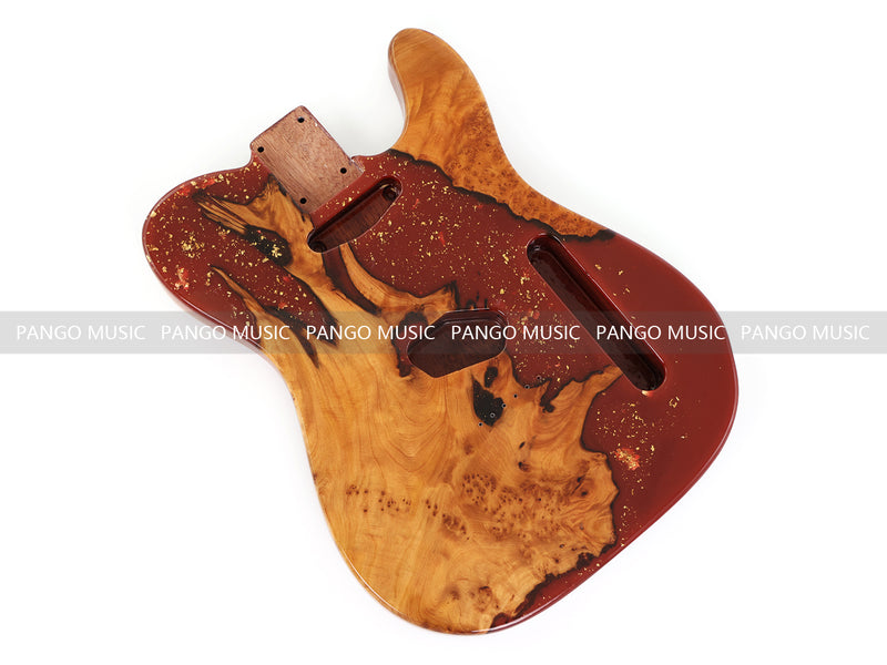 One-of-a-Kind Burl Wood Veneer Epoxy Resin Tele Style Electric Guitar Body (BE-018)