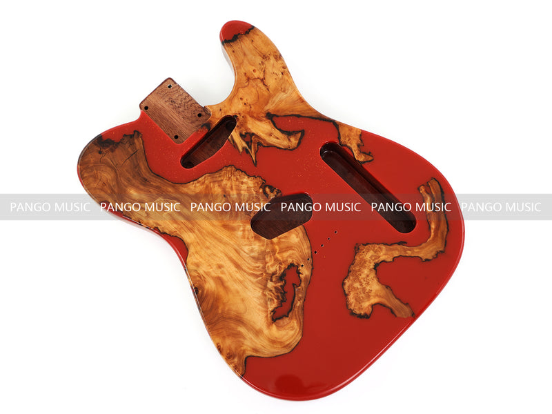 One-of-a-Kind Burl Wood Veneer Epoxy Resin Tele Style Electric Guitar Body (BE-019)