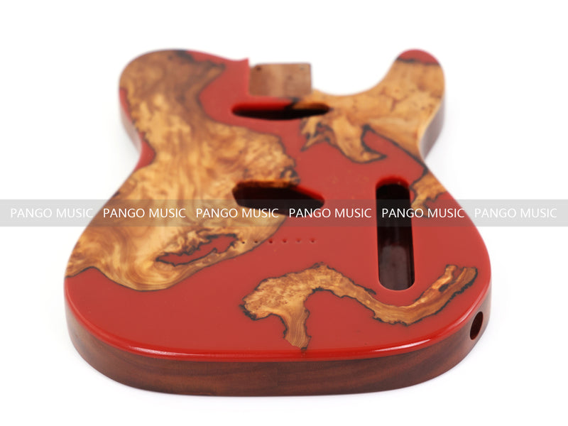 One-of-a-Kind Burl Wood Veneer Epoxy Resin Tele Style Electric Guitar Body (BE-019)