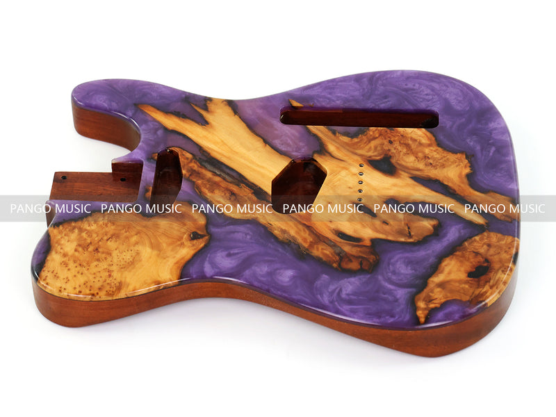 One-of-a-Kind Burl Wood Veneer Epoxy Resin Tele Style Electric Guitar Body (BE-021)
