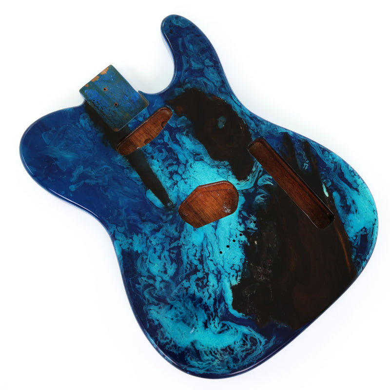 One-of-a-Kind Burl Wood Veneer Epoxy Resin Tele Style Electric Guitar Body (BE-022)