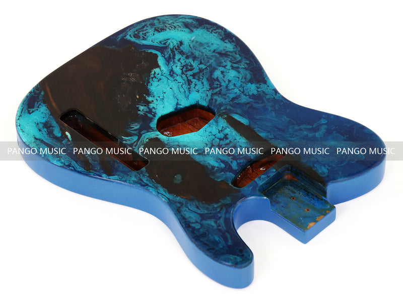 One-of-a-Kind Burl Wood Veneer Epoxy Resin Tele Style Electric Guitar Body (BE-022)
