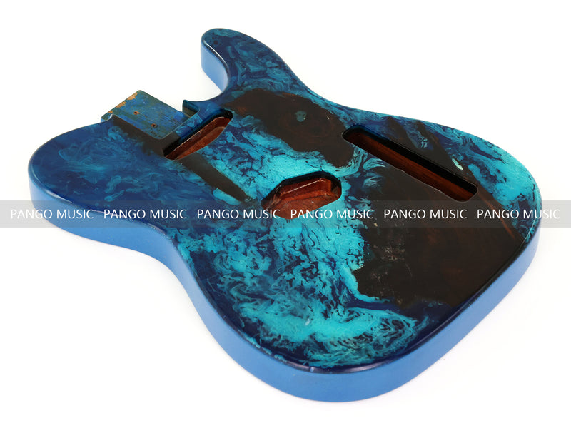 One-of-a-Kind Burl Wood Veneer Epoxy Resin Tele Style Electric Guitar Body (BE-022)