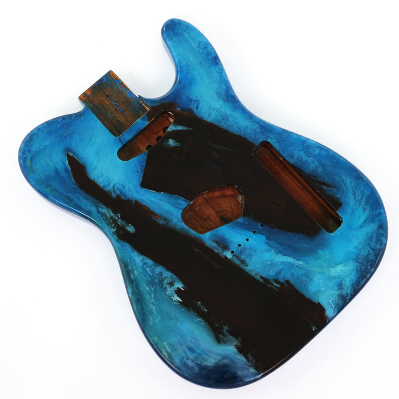 One-of-a-Kind Burl Wood Veneer Epoxy Resin Tele Style Electric Guitar Body (BE-023)