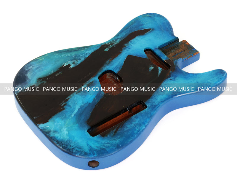 One-of-a-Kind Burl Wood Veneer Epoxy Resin Tele Style Electric Guitar Body (BE-023)