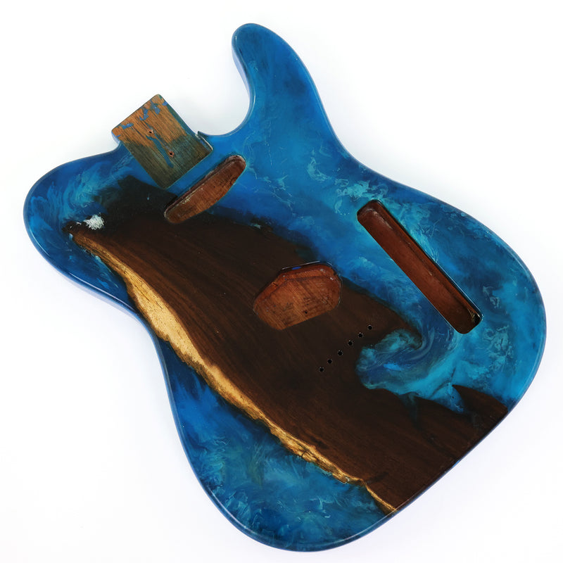 One-of-a-Kind Burl Wood Veneer Epoxy Resin Tele Style Electric Guitar Body (BE-024)