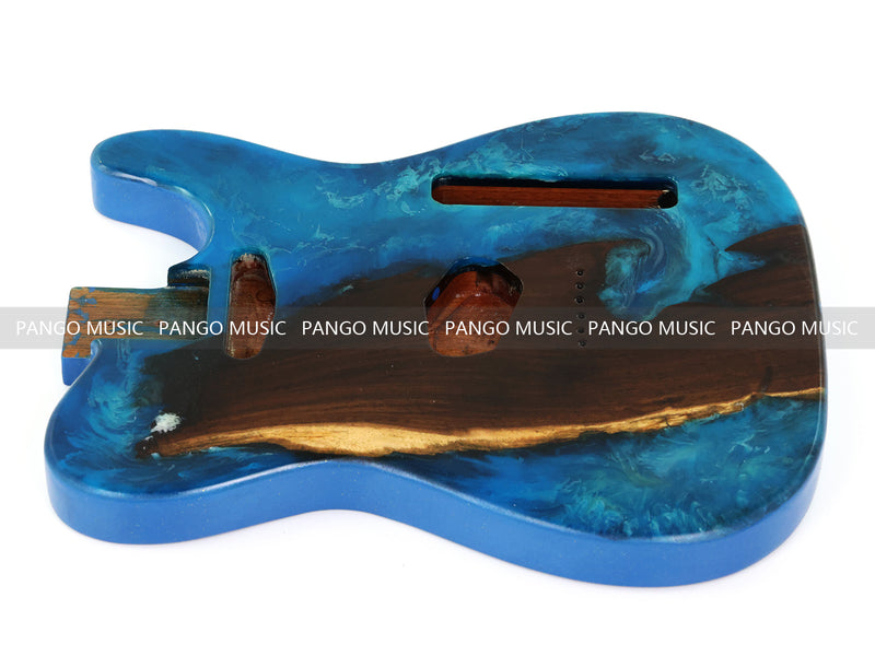 One-of-a-Kind Burl Wood Veneer Epoxy Resin Tele Style Electric Guitar Body (BE-024)