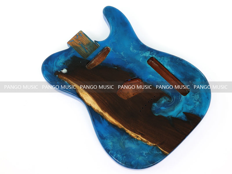 One-of-a-Kind Burl Wood Veneer Epoxy Resin Tele Style Electric Guitar Body (BE-024)