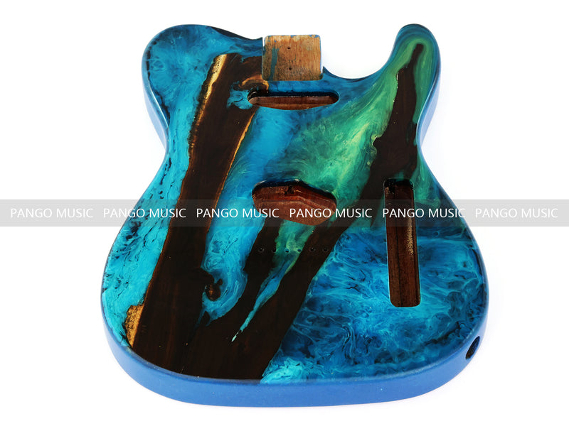 One-of-a-Kind Burl Wood Veneer Epoxy Resin Tele Style Electric Guitar Body (BE-025)