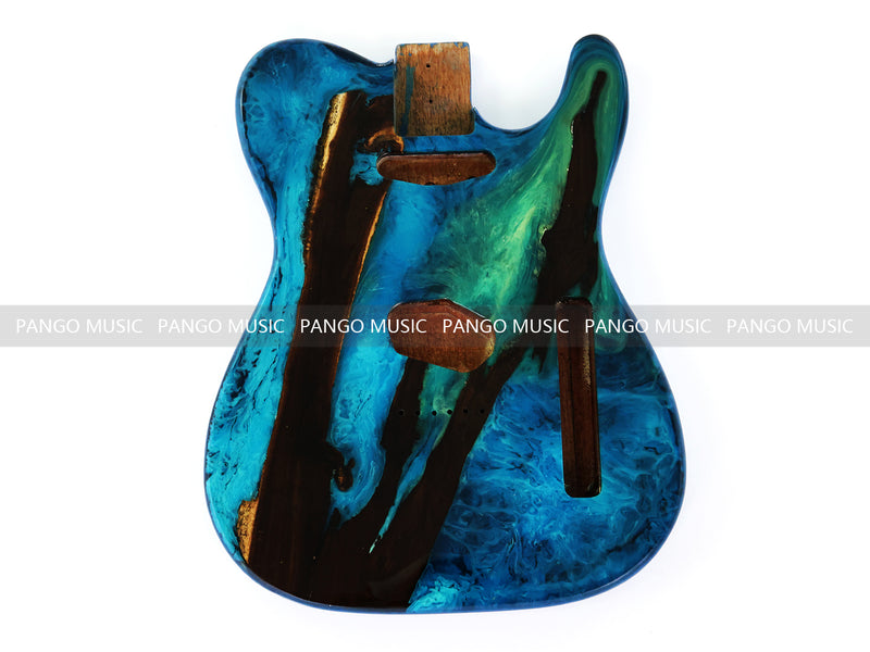 One-of-a-Kind Burl Wood Veneer Epoxy Resin Tele Style Electric Guitar Body (BE-025)