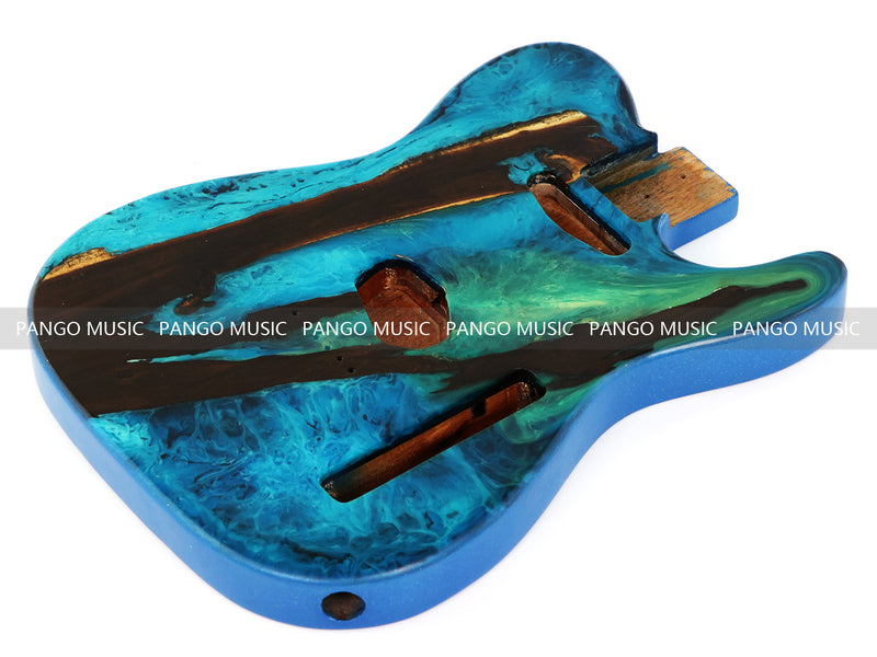 One-of-a-Kind Burl Wood Veneer Epoxy Resin Tele Style Electric Guitar Body (BE-025)