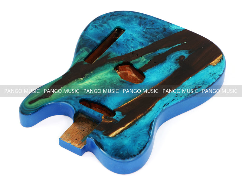 One-of-a-Kind Burl Wood Veneer Epoxy Resin Tele Style Electric Guitar Body (BE-025)