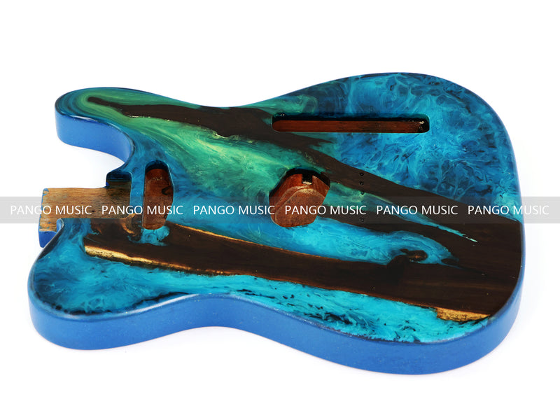 One-of-a-Kind Burl Wood Veneer Epoxy Resin Tele Style Electric Guitar Body (BE-025)