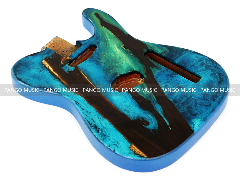 One-of-a-Kind Burl Wood Veneer Epoxy Resin Tele Style Electric Guitar Body (BE-025)