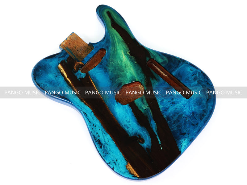 One-of-a-Kind Burl Wood Veneer Epoxy Resin Tele Style Electric Guitar Body (BE-025)