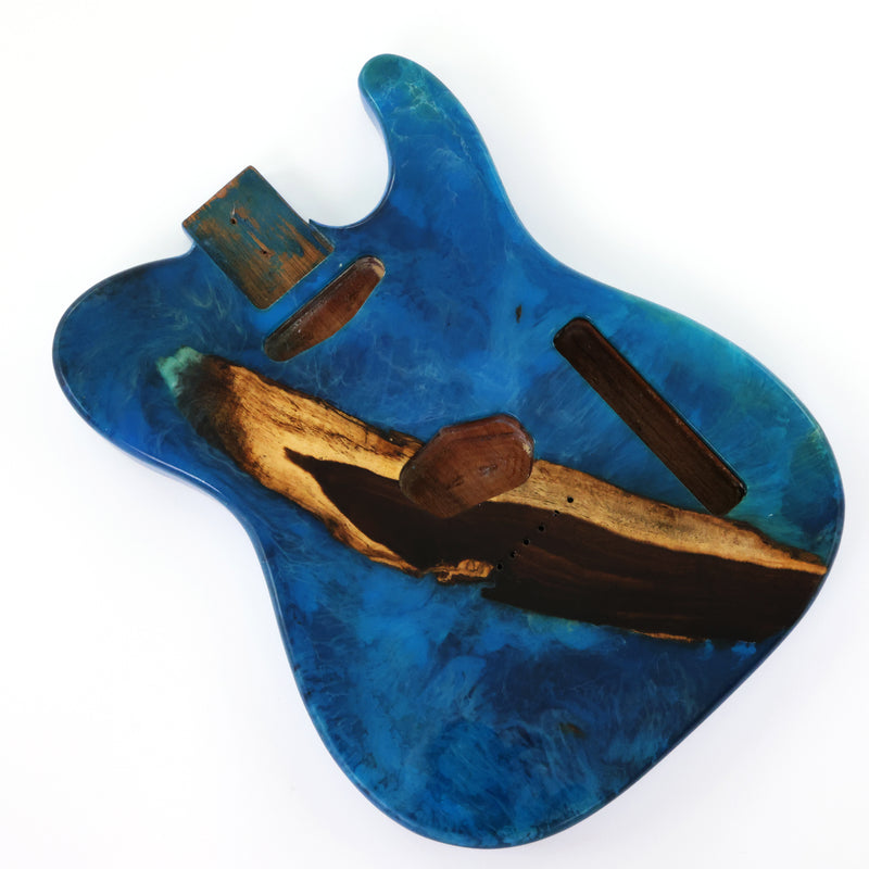 One-of-a-Kind Burl Wood Veneer Epoxy Resin Tele Style Electric Guitar Body (BE-026)