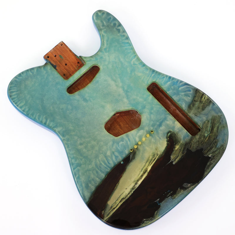 One-of-a-Kind Burl Wood Veneer Epoxy Resin Tele Style Electric Guitar Body (BE-027)