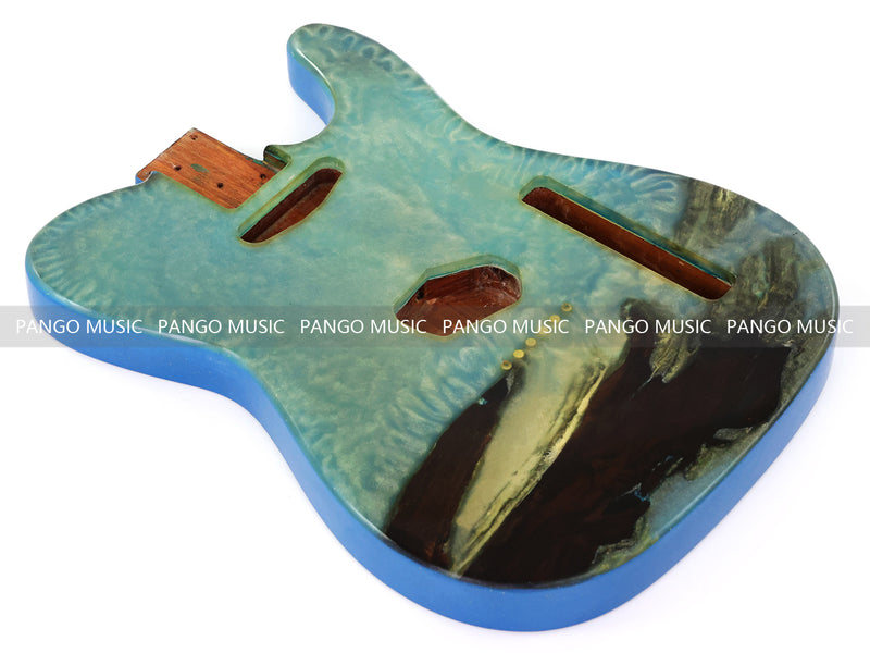 One-of-a-Kind Burl Wood Veneer Epoxy Resin Tele Style Electric Guitar Body (BE-027)